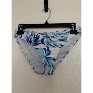 Shein Medium Swimsuit Bottoms Blue White Tropical Leaf Bikini Bottom Women‎